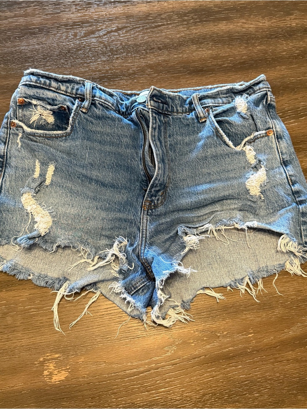 Abercrombie & Fitch Distressed Light Blue Denim Jean Shorts